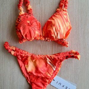 COSTUME DONNA ME FUI TRIANGOLO CON CLASSICA BRETELLINA ARRICCIATA ARANCIO CON FANTASIA