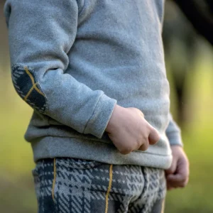 MAGLIA IN CALDO COTONE CON TOPPE E BOTTINI LEGNO