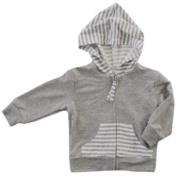 FELPA RIGATA CON CAPPUCCIO