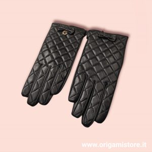 TWINSET LA6ZFF Guanti neri trapuntati in vera pelle