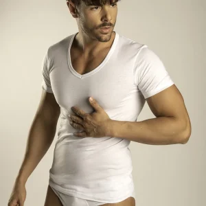 Maglia mezza manica scollo a “V” in COTONE uom MANSUE’ – 40040/88 3 PZ