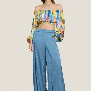 PANTALONE DONNA 4GIVENESS AMPIO NEL COLOR SIMIL DEMIN