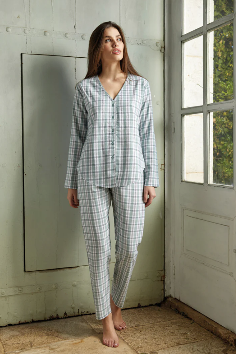 Pigiama Aperto in FLANELLA donna JADEA – 5265 - immagine 2