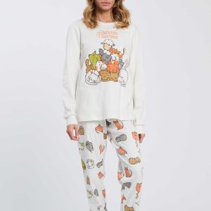 PIGIAMA DONNA HAPPY PEOPLE “SERATA GRATTINI” IN CALDO COTONE CON PANTALONE STAMPATO
