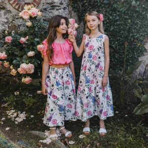 ABITO FANTASIA FLOREALE CON FIOCCO SUL RETRO