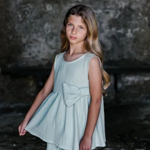 TOP VERDE MENTA CON FIOCCO FRONTALE