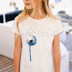 T-SHIRT STAMPA SOFFIONE BLU