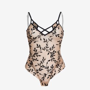 Body in Tulle Scollo a V Floccato