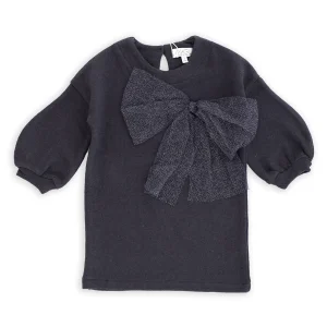 ABITO DETTAGLIO MANICA CON FIOCCO TULLE GLITTER