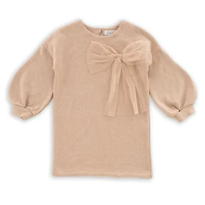 ABITO DETTAGLIO MANICA CON FIOCCO TULLE GLITTER