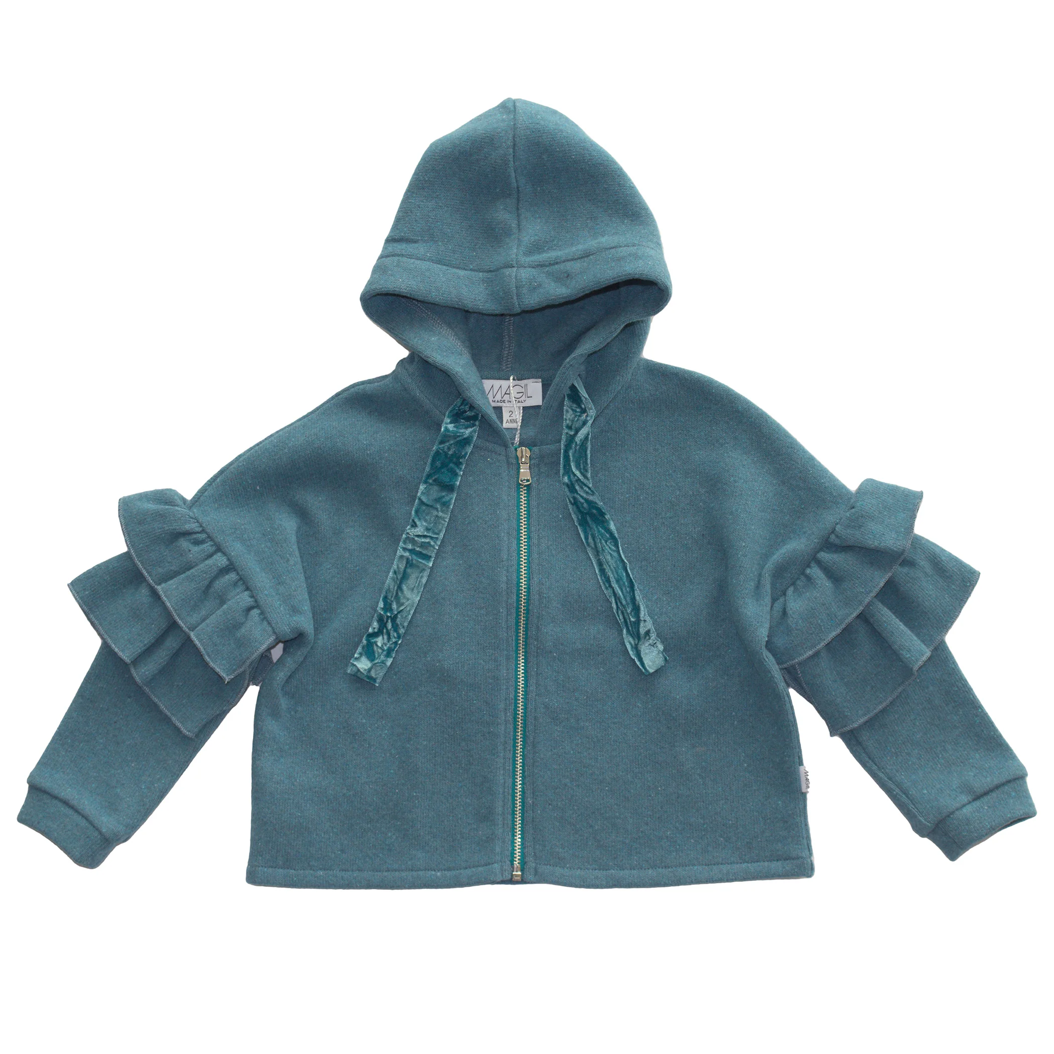 FELPA CON CAPPUCCIO PETROLIO - immagine 4