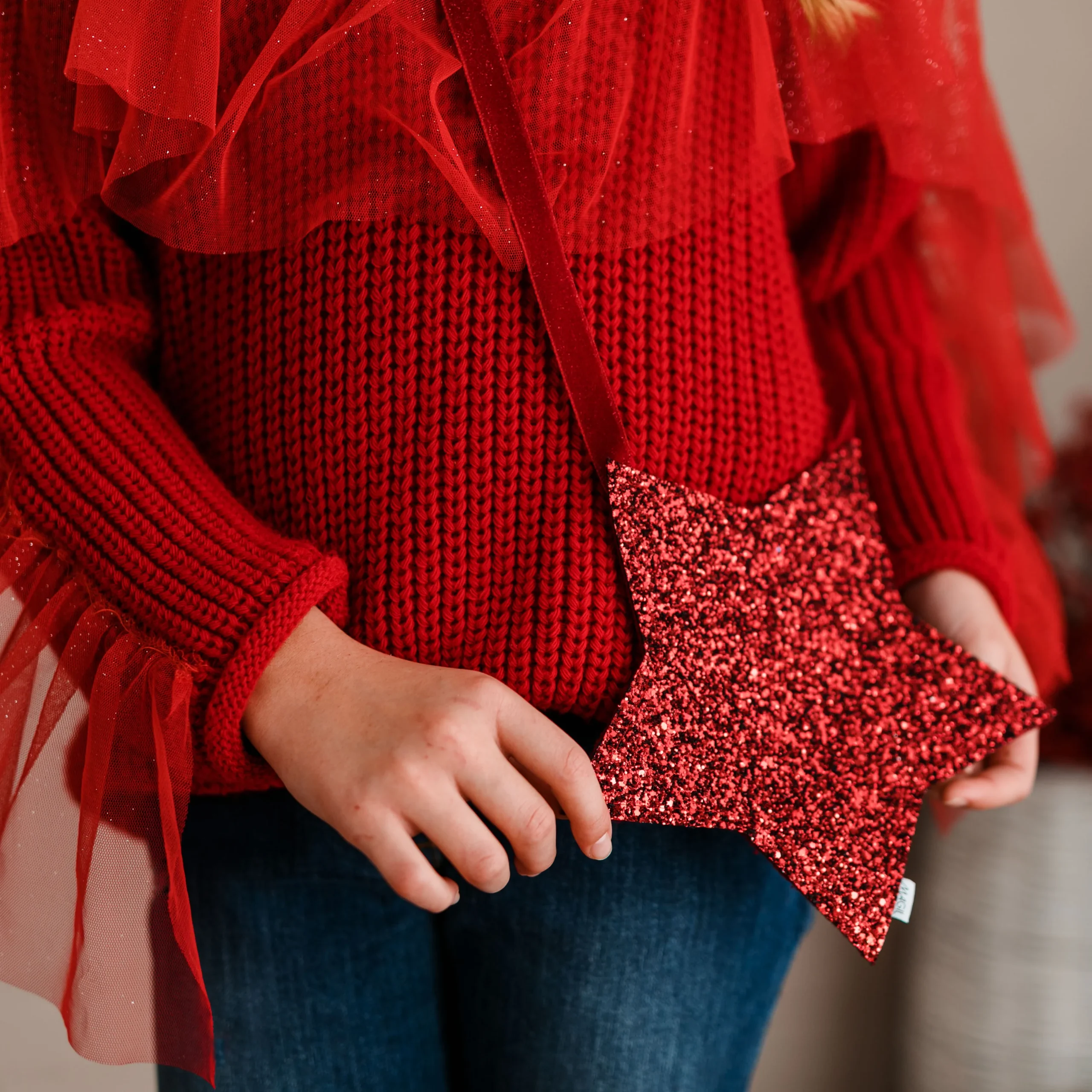 BORSINA STELLA GLITTER ROSSO