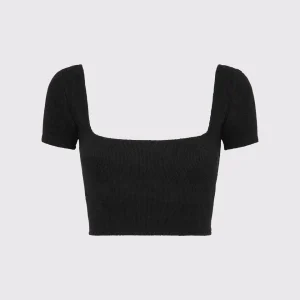 T-SHIRT CROP DONNA ME FUI A COSTINE NERO