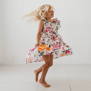 ABITO IN COTONE STAMPATO CON SPILLA A FIOCCO