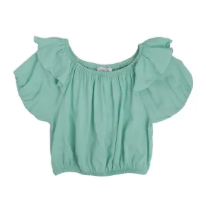 TOP IN VISCOSA ARRICCIATO CON VOLANT