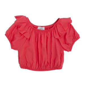 TOP IN VISCOSA ARRICCIATO CON VOLANT