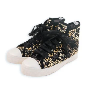 SNEAKER ALTA PAILLETTES NERE E ORO