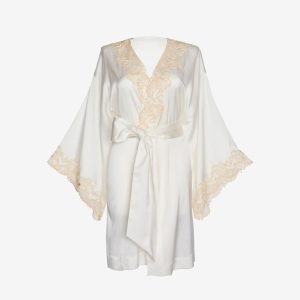 Kimono Corto in Seta Con Ricami