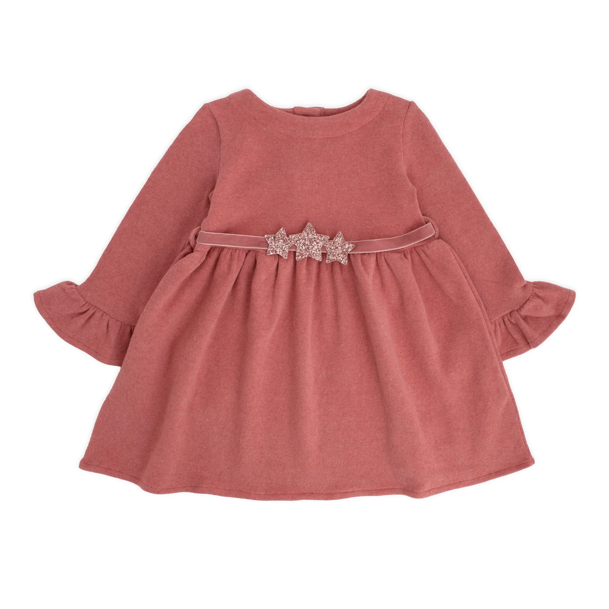 ABITO CALDO COTONE CON CINTURA STELLE GLITTER