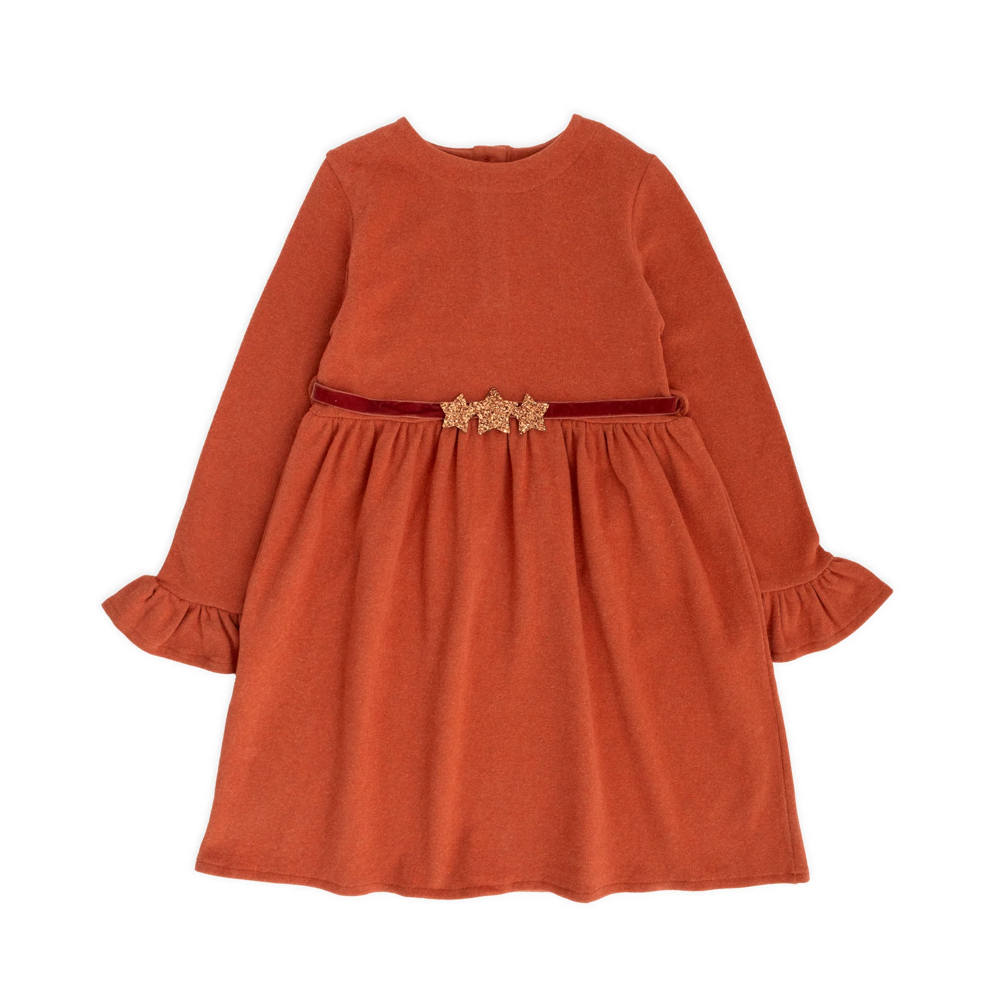 ABITO CALDO COTONE CON CINTURA STELLE GLITTER