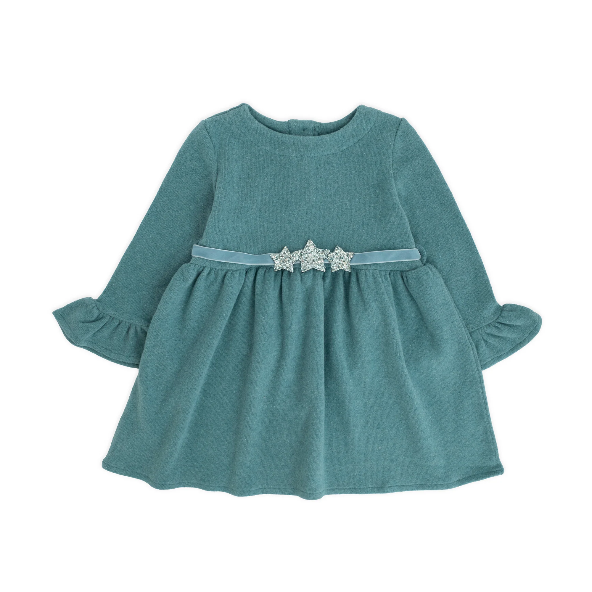 ABITO CALDO COTONE CON CINTURA STELLE GLITTER