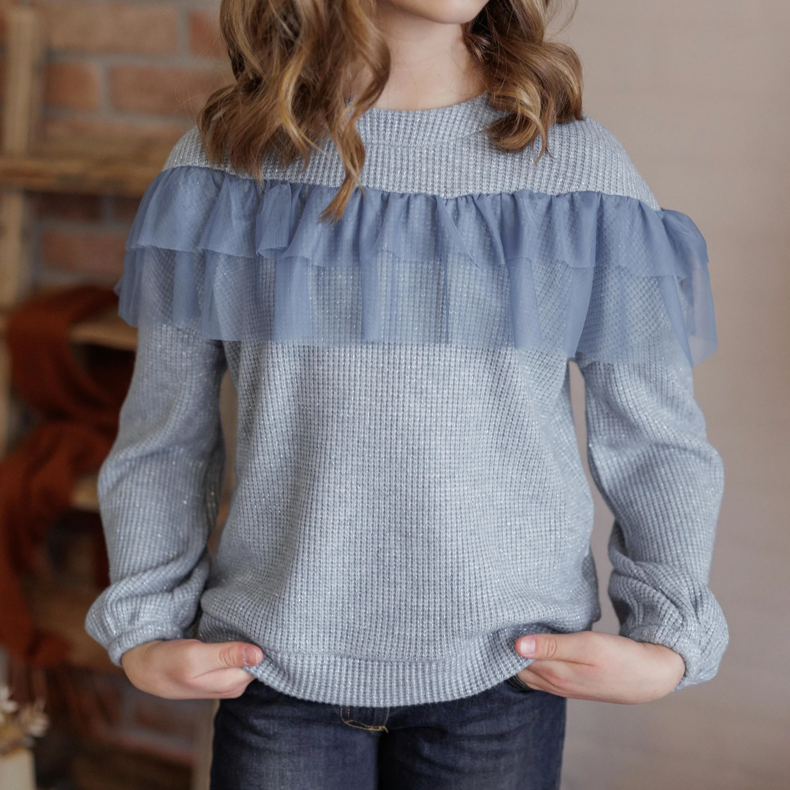 MAGLIA LUREX CON ROUCHES TULLE - immagine 3