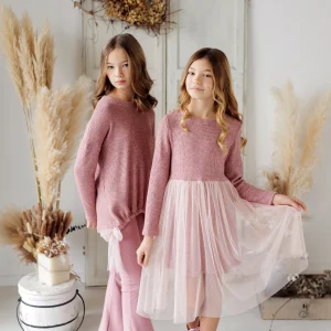 MAGLIA IN MAGLINA LUREX CON FIOCCHI TULLE