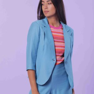 MIMÌ MUÀ Firenze ESAG-6336 Giacca corta tessuto piqué celeste