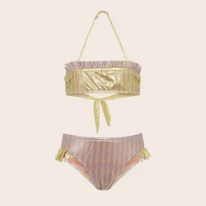 COSTUME BIMBA EFFEK FASCIA CON FRAPPE E SLIP LAMINATO ROSA ED ORO