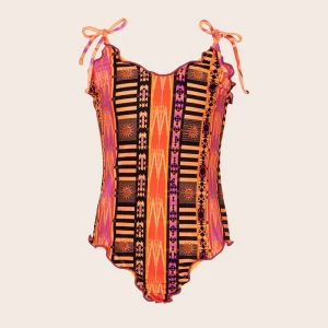 COSTUME BIMBA EFFEK INTERO SBAMBOLATO NELLA FANTASIA TRIBALE ARANCIO