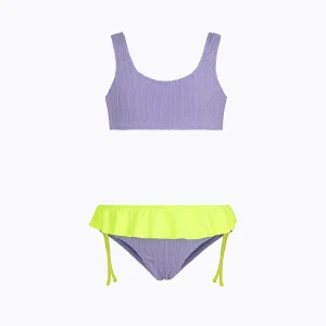 COSTUME BIMBA EFFEK TOP TESSUTO A COSTINE LILLA CON FRAPPA GIALLO FLUO