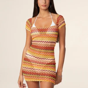 ABITO CORTO DONNA EFFEK MEZZA MANICA E SCOLLO SULLA SCHIENA CROCHET COLORATO