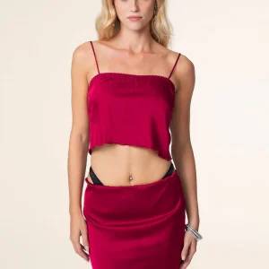 CROP TOP DONNA EFFEK BORDEAUX CON BRETELLINA REGOLABILE