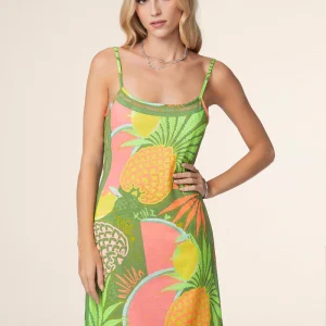 VESTITO MARE CORTO DONNA EFFEK FANTASIA ANANAS COLORATA