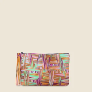 POCHETTE MARE EFFEK IN CANVAS FANTASIA ZIG ZAG LILLA E BEIGE