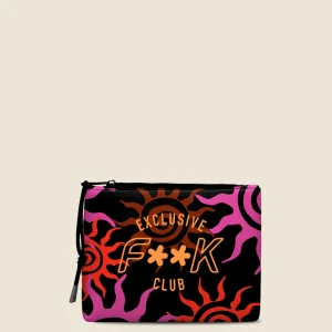 POCHETTE MARE EFFEK IN NEOPRENE BASE NERA CON DISEGNI DI SOLE COLORE