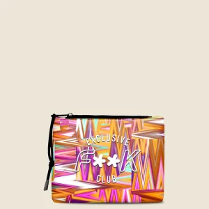 POCHETTE MARE EFFEK IN NEOPRENE FANTASIA LILLA E BEIGE A ZIG ZAG