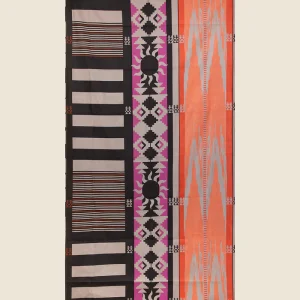 TELO MARE EFFEK IN MICROFIBRA A FANTASIA RIGHE NERE E BEIGE/SOLE TRIBALE