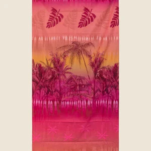 TELO MARE EFFEK IN MICROFIBRA CON FANTASIA SULL’ARANCIO E ROSSO CON PALME