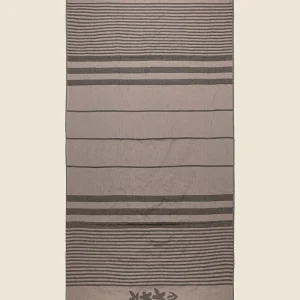 TELO MARE EFFEK IN COTONE CON NAPPINE BEIGE E GRIGIO SCURO