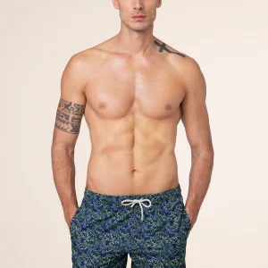 COSTUME UOMO EFFEK A PANTALONCINO BASE BLU CON STAMPA DI TARTARUGHE VERDI