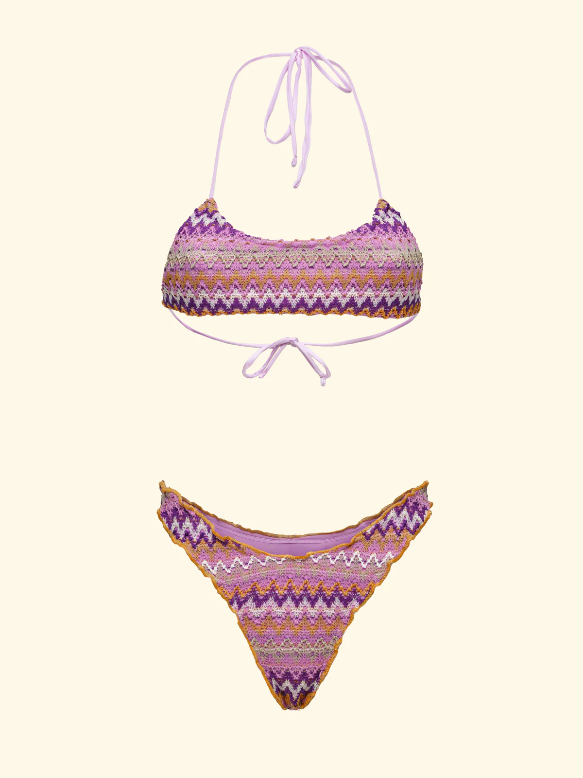 COSTUME DONNA EFFEK TOP TESSUTO TRAFORATO LILLA, VIOLA E ARANCIO - immagine 3