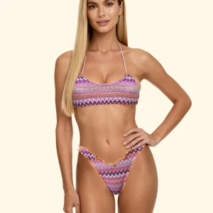 COSTUME DONNA EFFEK TOP TESSUTO TRAFORATO LILLA, VIOLA E ARANCIO