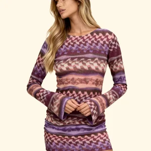 VESTITO MARE IN MAGLINA CON PROFONDO SCOLLO SULLA SCHIENA LILLA, VIOLA E BORDEAUX