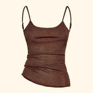 CANOTTA DONNA EFFEK IN LUREX MARRONE CON SCOLLO PROFONDO SULLA SCHIENA