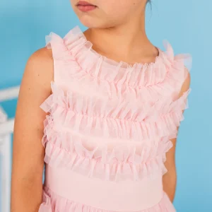 ABITO CON ROUCHES DI TULLE ROSA