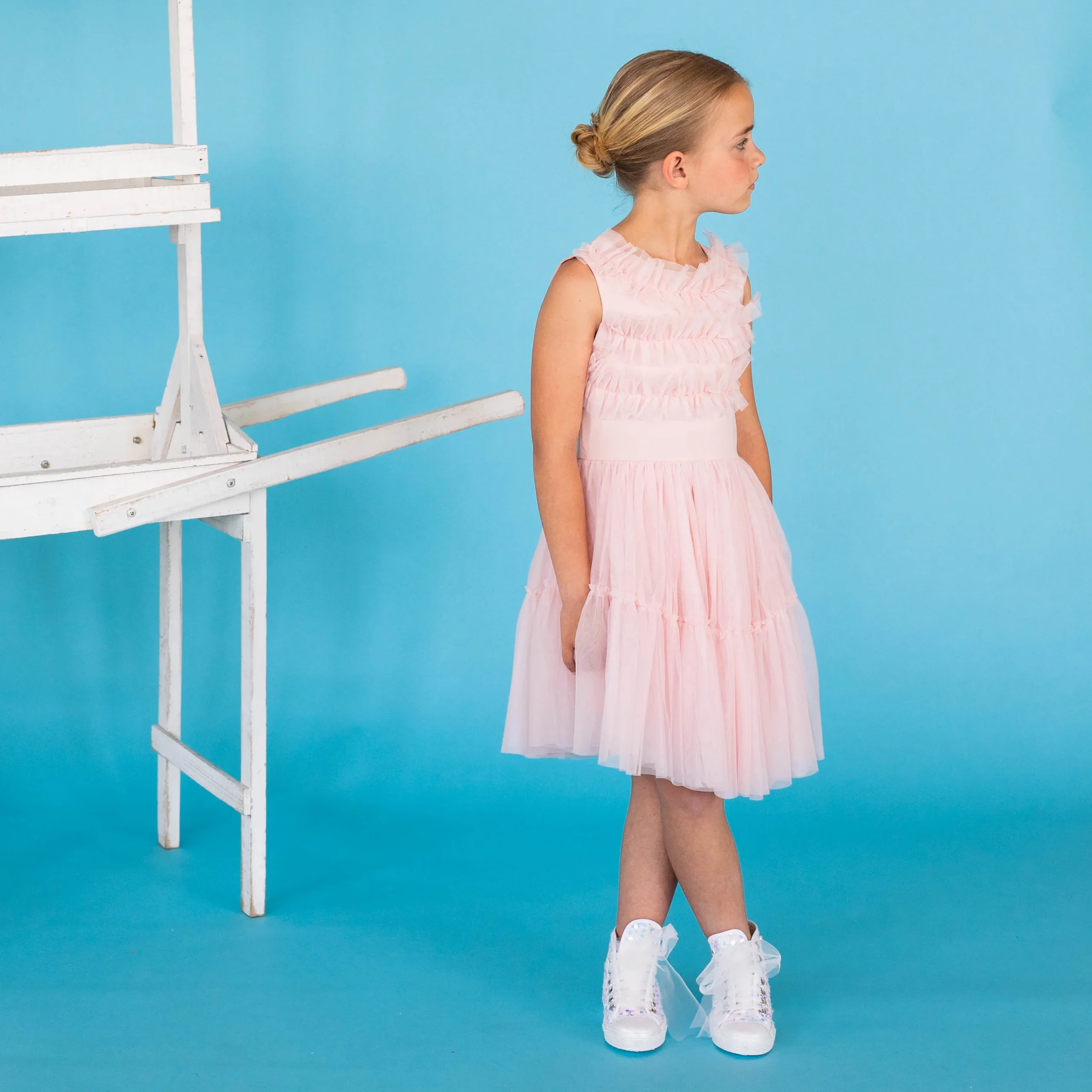 ABITO CON ROUCHES DI TULLE ROSA - immagine 3