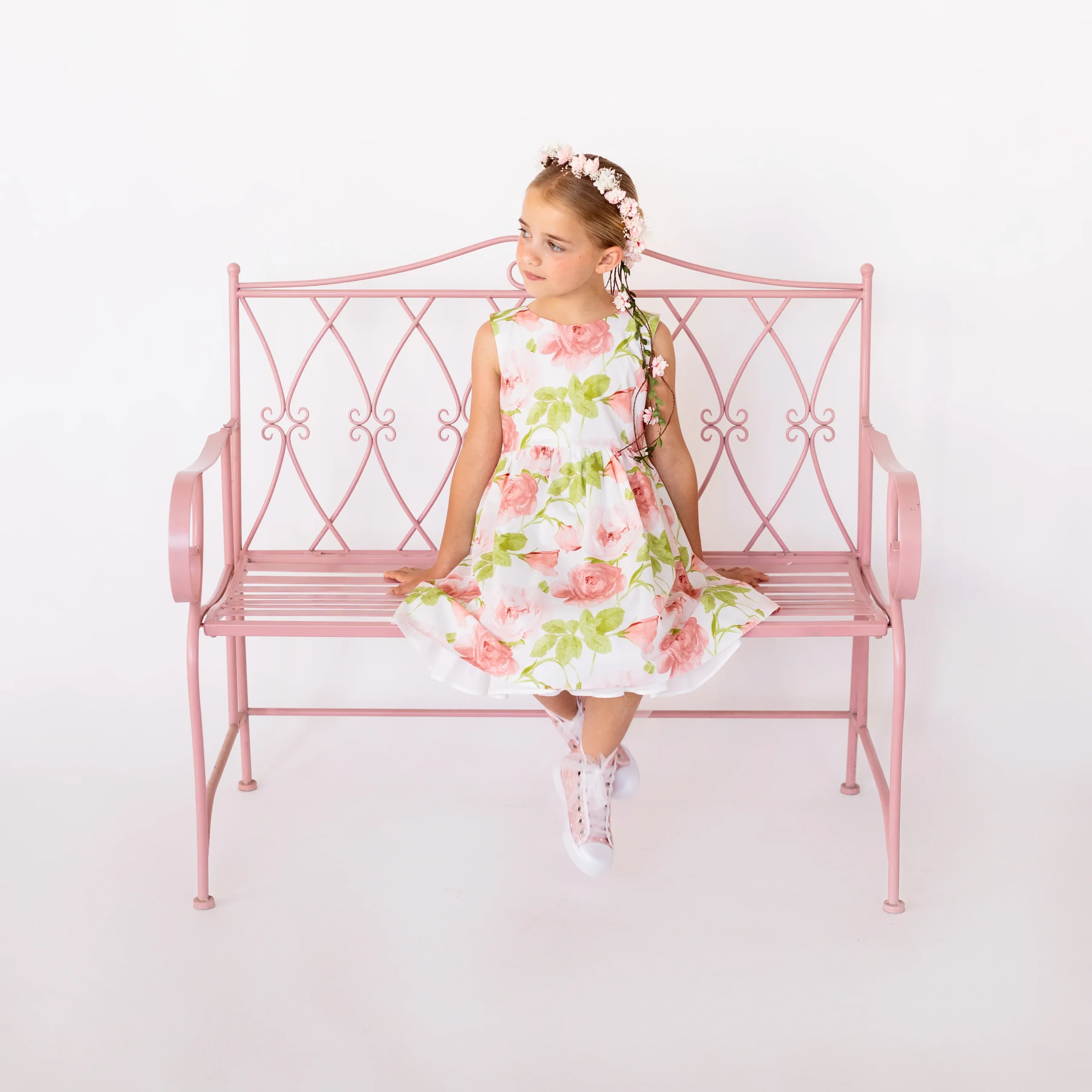 ABITO IN COTONE STAMPATO RETRO INCROCIATO