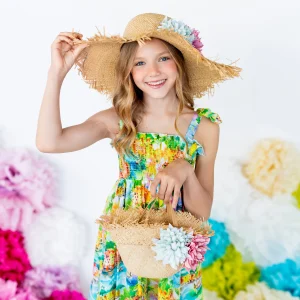 BORSA CLOCHE IN RAFFIA CON FIORI