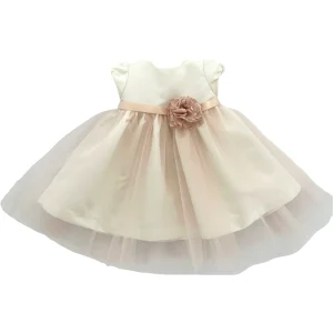 ABITO TESSUTO MIKADO CON GONNA TULLE ROSA